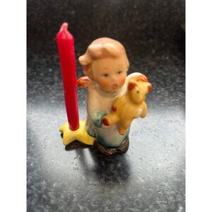 Vtg 1960's Porcelain Little Girl With Wings Holding A Teddy Bear & A Little Star